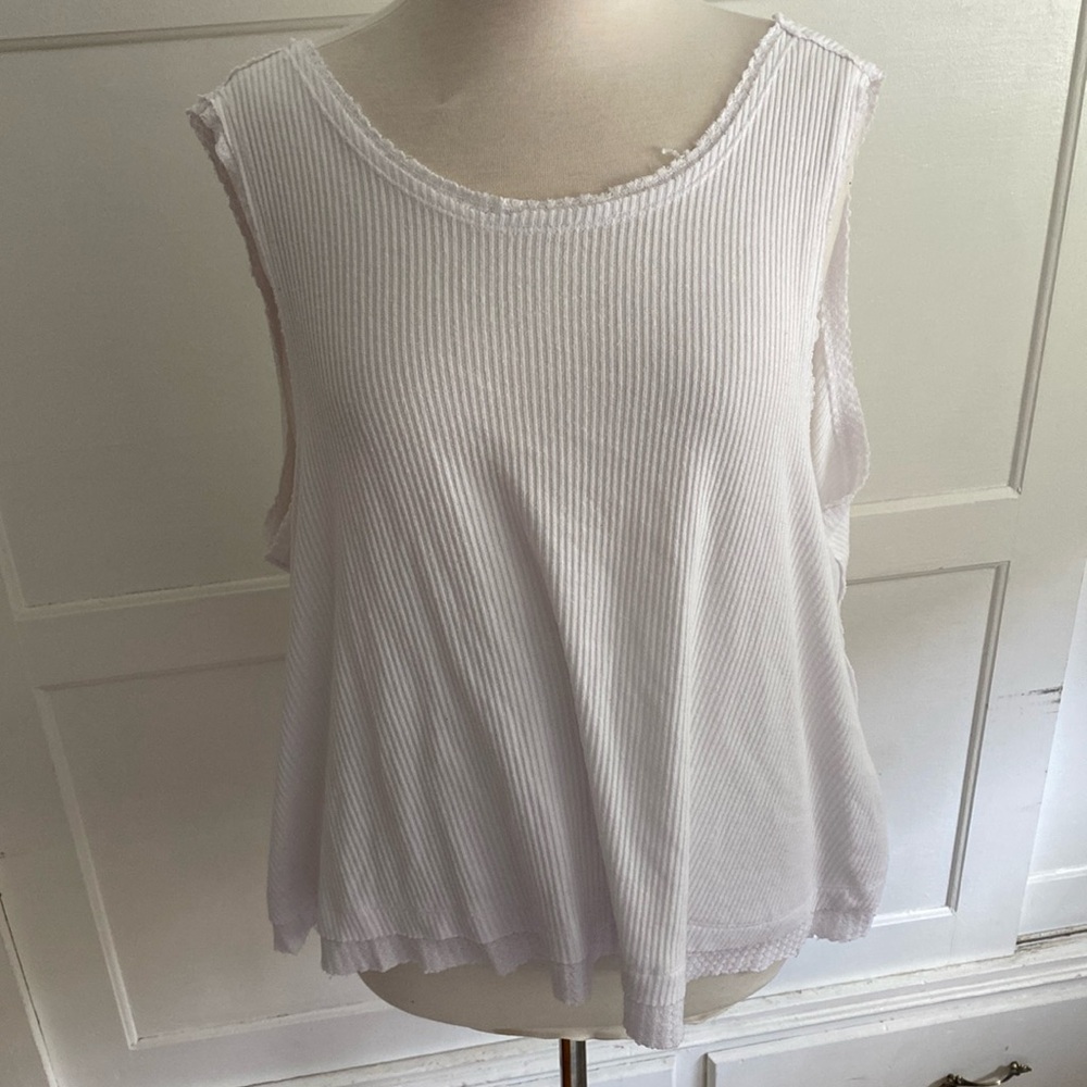 Free people white tank top waffle knit